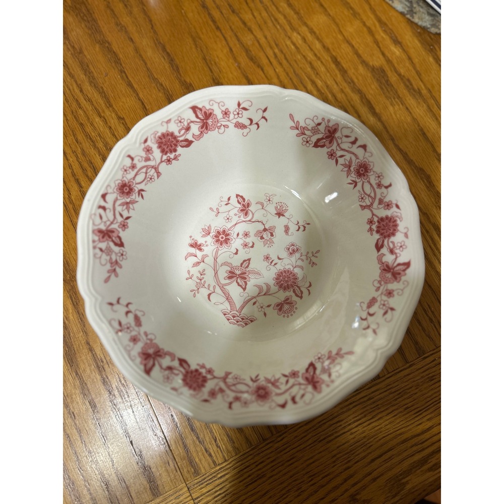 Hankook Pink Floral Chintz Scalloped Ceramic Soup Serving Bowl 9.0 Inch Korea